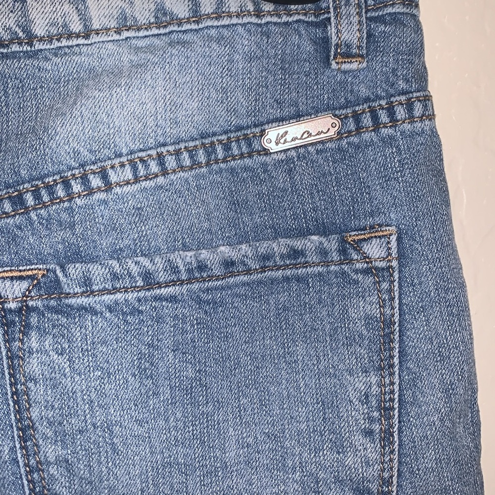 Kancan High-Rise Chew Hem Blue Jean Denim Shorts Womens S View 5